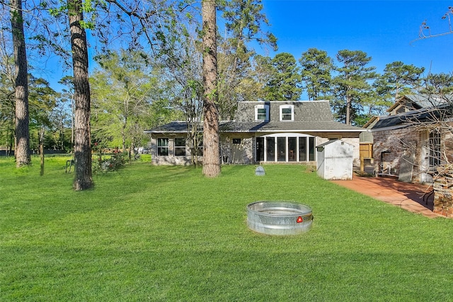 15407 Oaklawn Park Dr, Houston, TX 77069 - rear view of house with a yard and roof with shingles