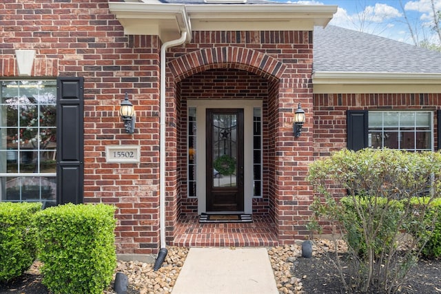 15502 Kellan Ct, Cypress, TX 77429 - doorway to property with brick siding and roof with shingles