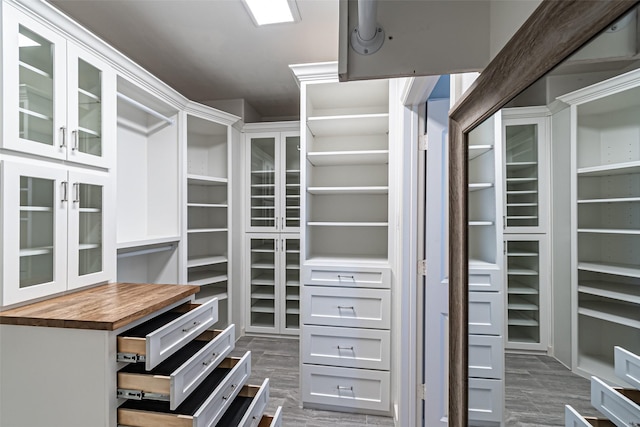 spacious closet featuring wood finish floors