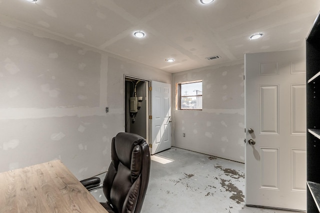 407 S Home St, Corrigan, TX 75939 - office featuring visible vents and unfinished concrete flooring