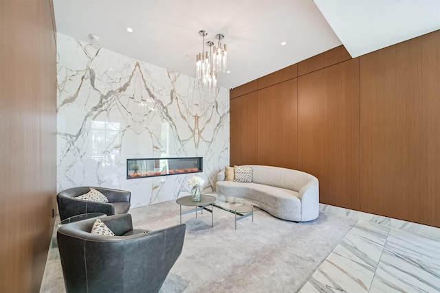 3333 Allen Pkwy Unit 1804, Houston, TX 77019 - living area featuring a chandelier and a high end fireplace