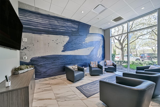 3333 Allen Pkwy Unit 1804, Houston, TX 77019 - community lobby featuring floor to ceiling windows, recessed lighting, and a paneled ceiling