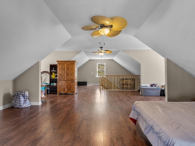 1151 County Line Rd, Shepherd, TX 77371 - bedroom with lofted ceiling, wood finished floors, and baseboards