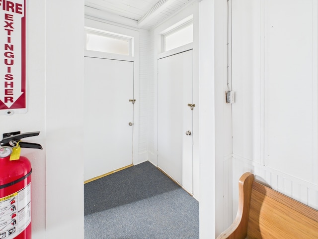 interior space featuring carpet flooring