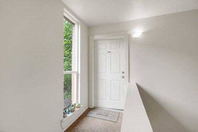 215 Postoffice St Unit 702, Galveston, TX 77550 - doorway to outside featuring carpet and a textured ceiling