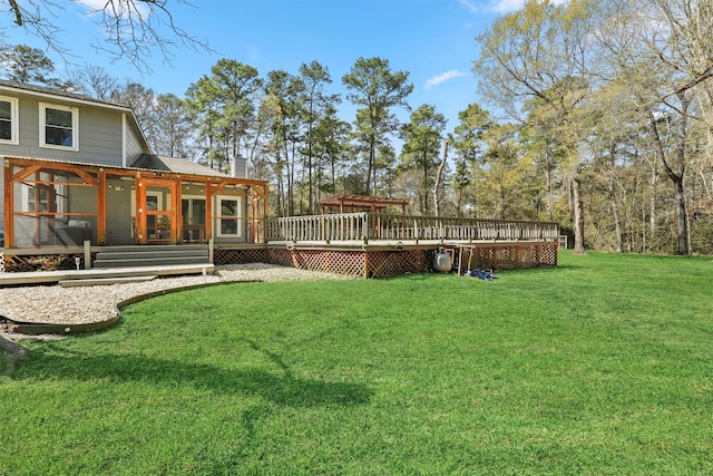 1518 Honea Egypt Rd, Magnolia, TX 77354 - view of yard with a deck and a sunroom
