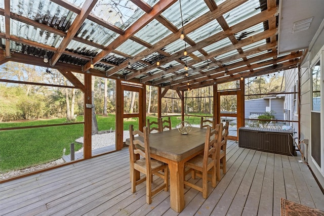 1518 Honea Egypt Rd, Magnolia, TX 77354 - sunroom / solarium featuring outdoor dining area