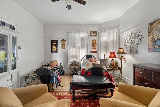 916 Sealy St, Galveston, TX 77550 - living area with baseboards and ceiling fan