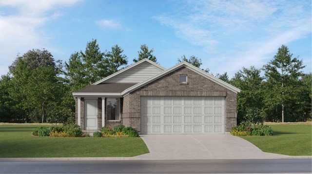 5823 Sandpiper Loop, Baytown, TX 77521 - single story home featuring brick siding, a garage, a front lawn, and concrete driveway
