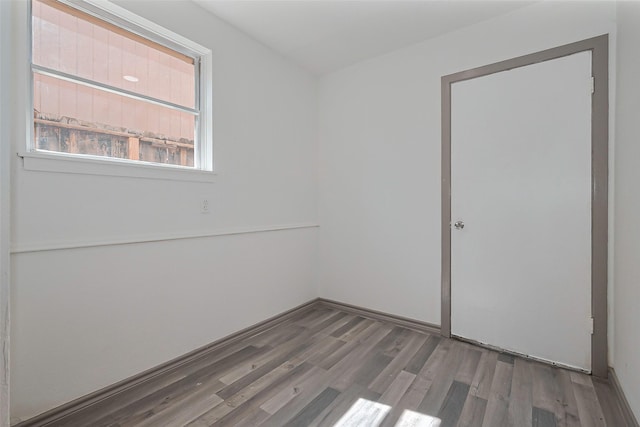 spare room with wood finished floors