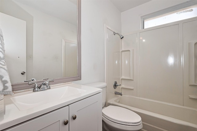 full bathroom featuring toilet, vanity, and shower / bath combination