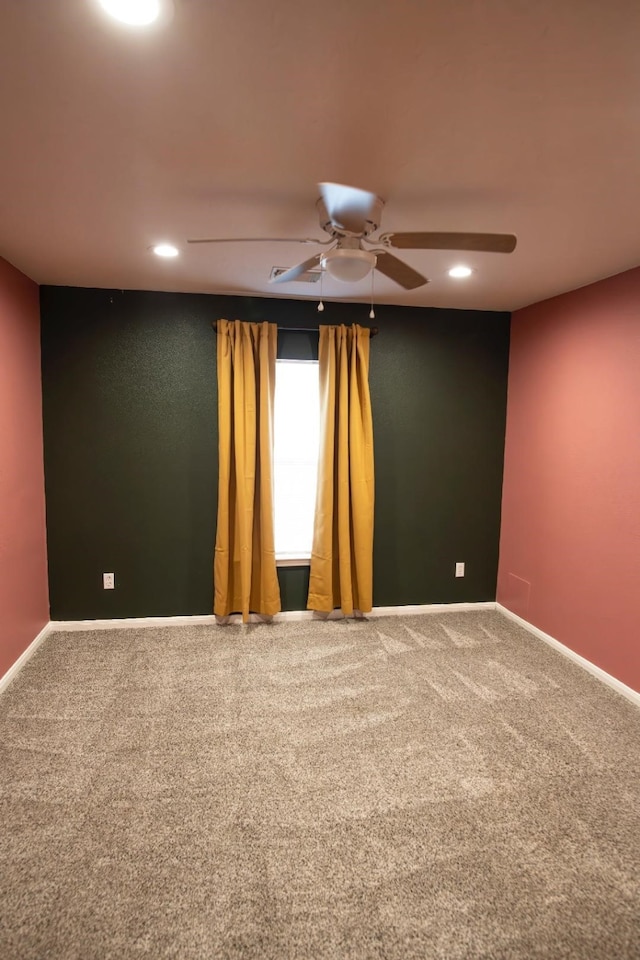 30615 S Sulphur Creek Dr, Magnolia, TX 77355 - carpeted spare room featuring baseboards, a ceiling fan, and recessed lighting