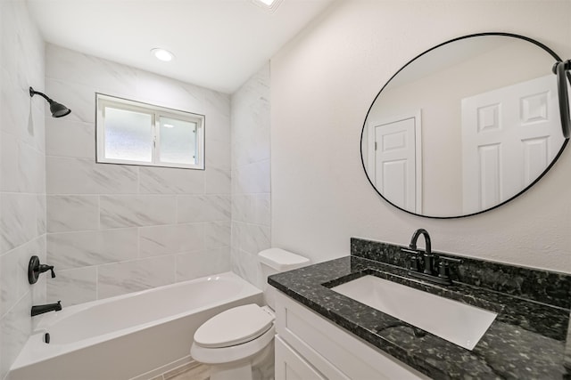 7119 Lumber Jack Dr, Houston, TX 77040 - full bath featuring vanity, washtub / shower combination, and toilet