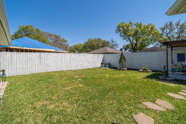view of yard featuring a fenced backyard