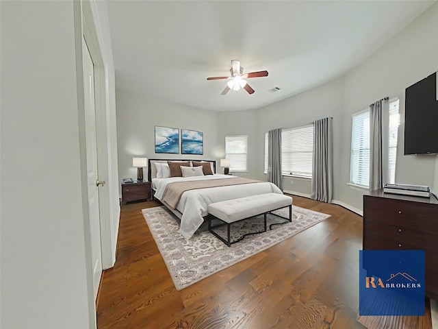 270 Lake Grove Dr, Coldspring, TX 77331 - bedroom with wood finished floors and a ceiling fan