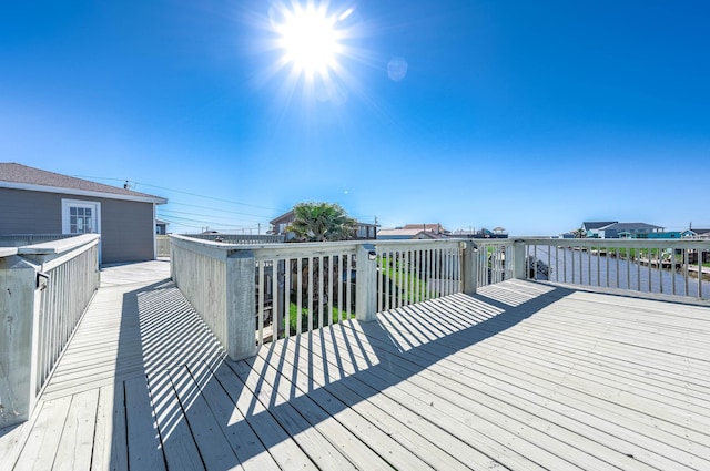 deck with a residential view
