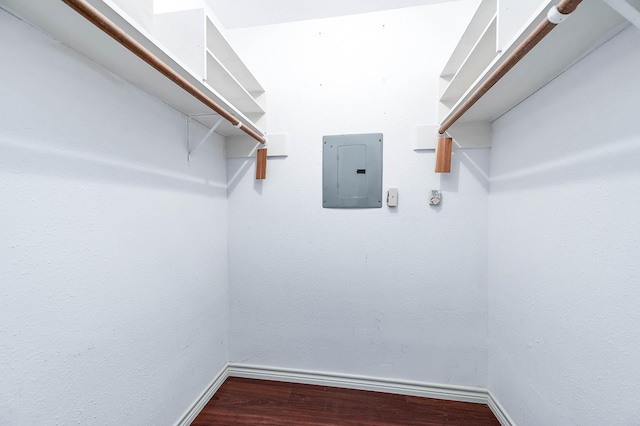 7600 Emmett F Lowry Expy Unit 807, Texas City, TX 77591 - walk in closet featuring electric panel and wood finished floors