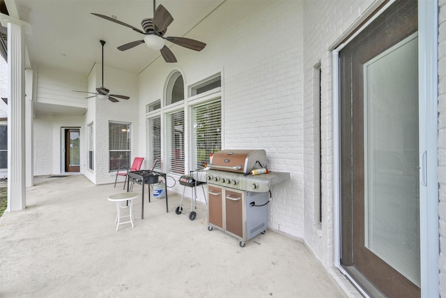 108 Somerton Dr, Montgomery, TX 77356 - view of patio / terrace with ceiling fan and grilling area