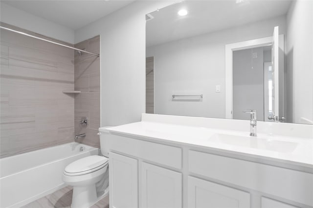 365 Spruce Oak Ln, Waller, TX 77484 - full bathroom featuring vanity, toilet, shower / washtub combination, and recessed lighting