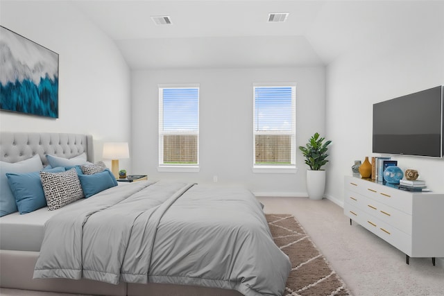 365 Spruce Oak Ln, Waller, TX 77484 - bedroom with lofted ceiling, light carpet, and baseboards