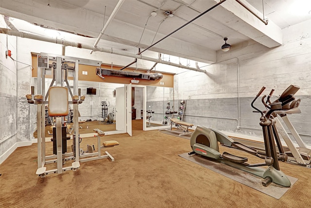 exercise area featuring carpet