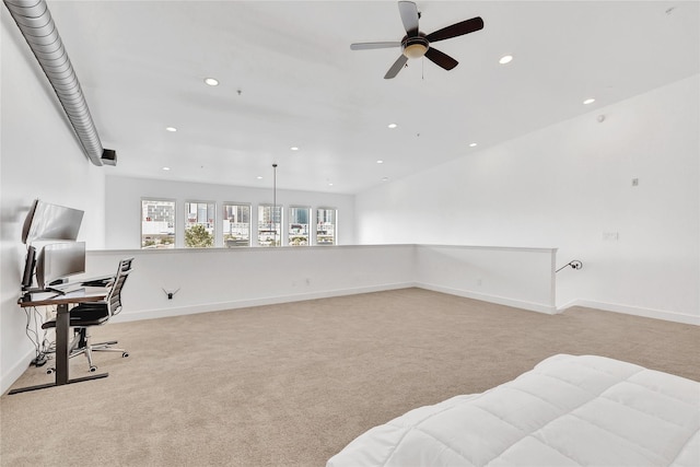 interior space featuring baseboards, ceiling fan, and recessed lighting