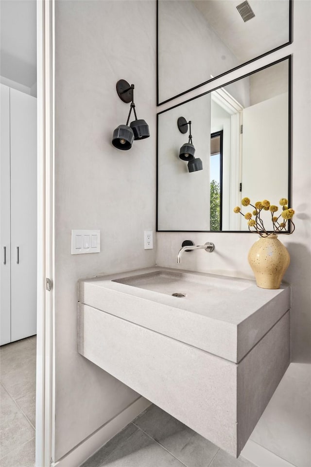 2215 Albans Rd, Houston, TX 77005 - bathroom with tile patterned floors and vanity