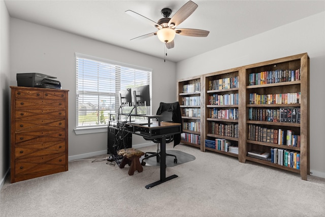 119 Comber Rd, Magnolia, TX 77354 - carpeted home office with baseboards and ceiling fan