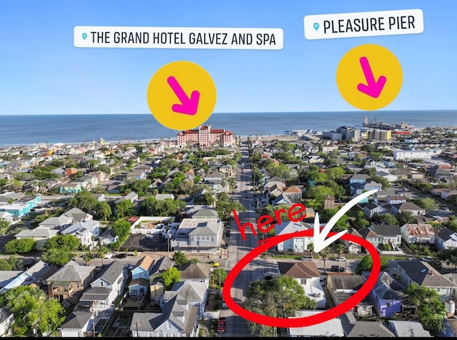 2102 Avenue N Ave N, Galveston, TX 77550 - bird's eye view with a water view