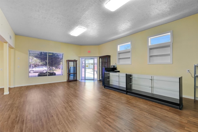 2102 Avenue N Ave N, Galveston, TX 77550 - unfurnished living room with baseboards, a textured ceiling, and wood finished floors