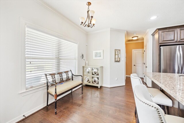 2688 Settlers Way Dr, Sealy, TX 77474 - office space featuring baseboards, a notable chandelier, crown molding, and wood finished floors