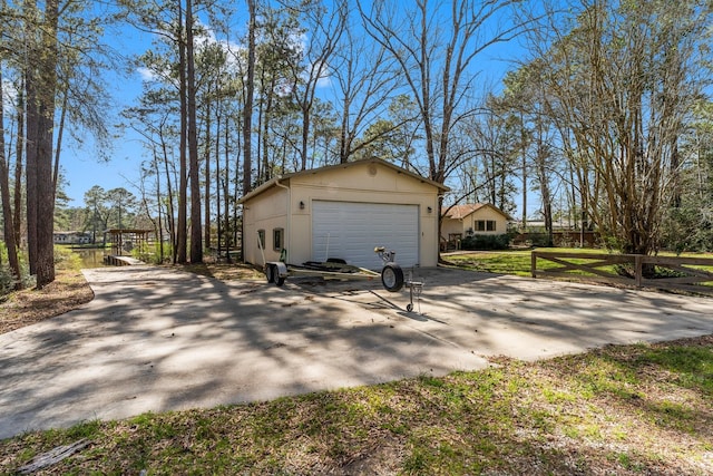 view of detached garage
