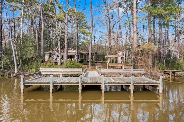 dock area featuring a water view