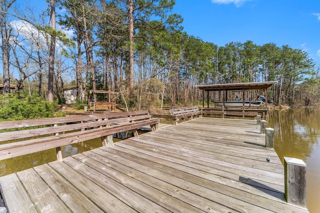 dock area featuring a water view