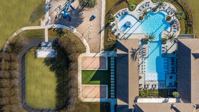 19415 Sorrel Stallion Trl, Tomball, TX 77377 - drone / aerial view of a pool