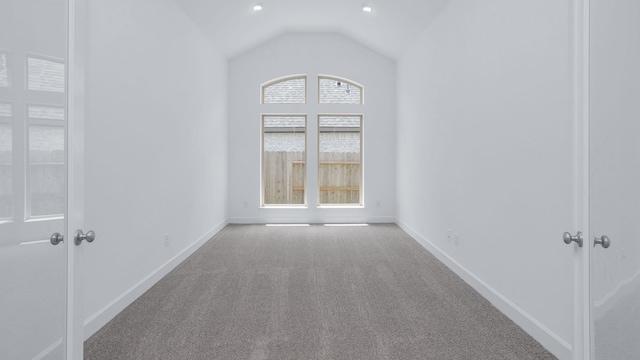19415 Sorrel Stallion Trl, Tomball, TX 77377 - unfurnished room with carpet, lofted ceiling, and recessed lighting