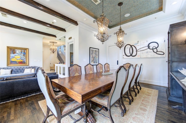3702 Blue Bonnet, Houston, TX 77025 - dining area featuring a chandelier, stairway, wood finished floors, ornamental molding, and baseboards