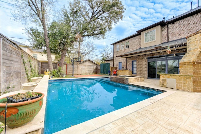 3702 Blue Bonnet, Houston, TX 77025 - view of swimming pool with a patio, a fenced backyard, and a pool with connected hot tub
