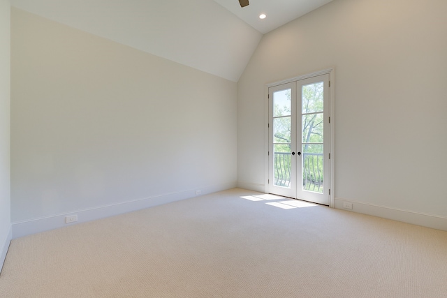 3702 Blue Bonnet, Houston, TX 77025 - empty room featuring light colored carpet, vaulted ceiling, a ceiling fan, and recessed lighting