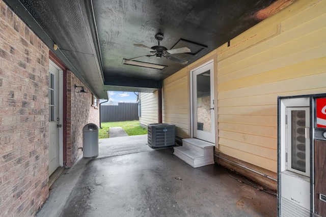 29519 W Hawthorne Dr, Spring, TX 77386 - view of patio with cooling unit, ceiling fan, and fence