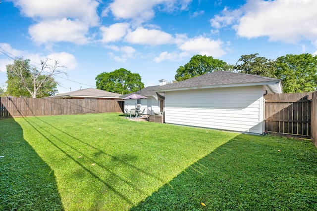 view of yard with a fenced backyard