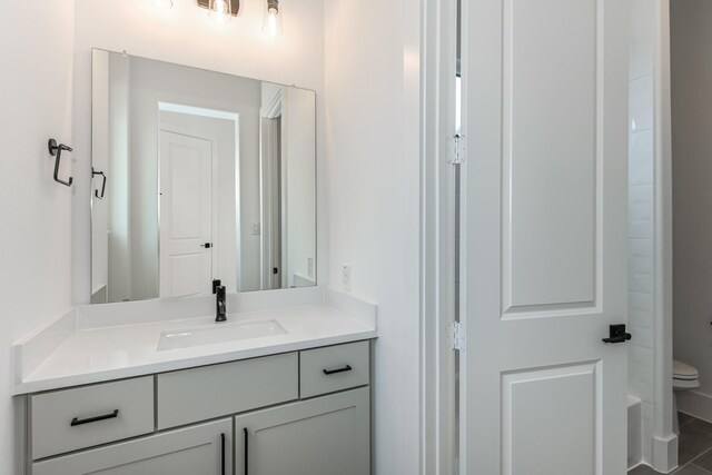 bathroom with toilet and vanity