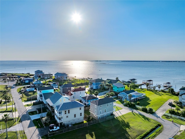 9605 Teichman Rd, Galveston, TX 77554 - bird's eye view with a water view and a residential view