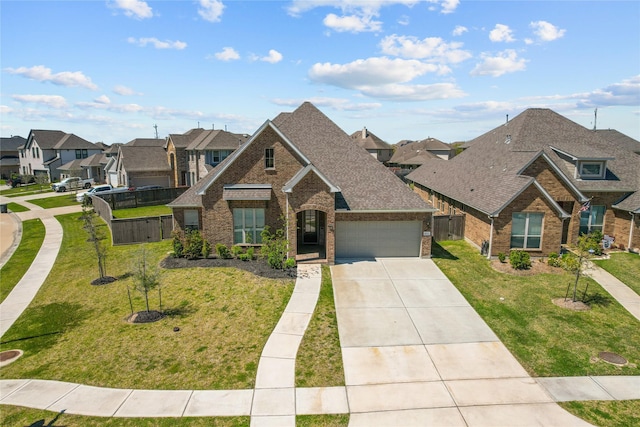 4831 Dove Cove Ln, League City, TX 77573 - view of front of house featuring a front lawn, a residential view, fence, and brick siding