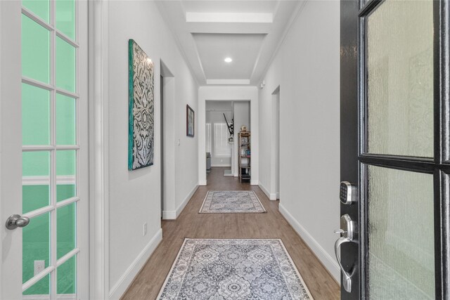 4831 Dove Cove Ln, League City, TX 77573 - corridor featuring baseboards and wood finished floors