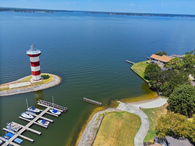 aerial view of a nearby body of water