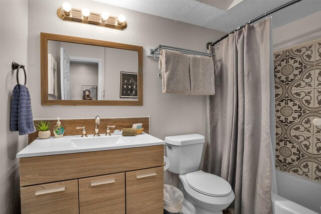 4006 Blalock Rd, Houston, TX 77080 - bathroom with shower / bath combination with curtain, toilet, and vanity