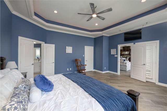 98 Victoria Dr W, Montgomery, TX 77356 - bedroom with baseboards, recessed lighting, wood finished floors, and ornamental molding