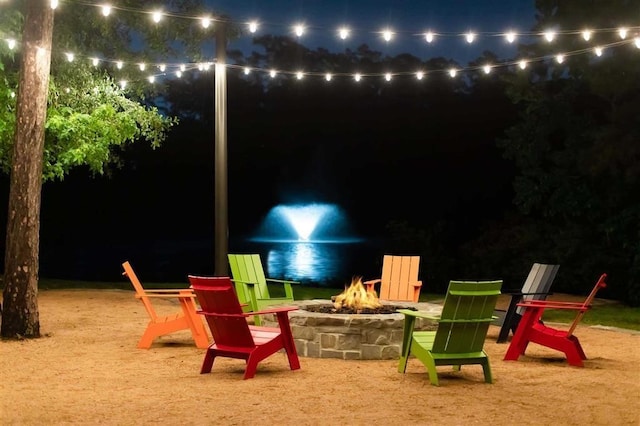exterior space with a fire pit