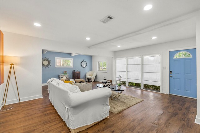 5808 Community Dr, Houston, TX 77005 - living area featuring wood finished floors, recessed lighting, baseboards, and visible vents